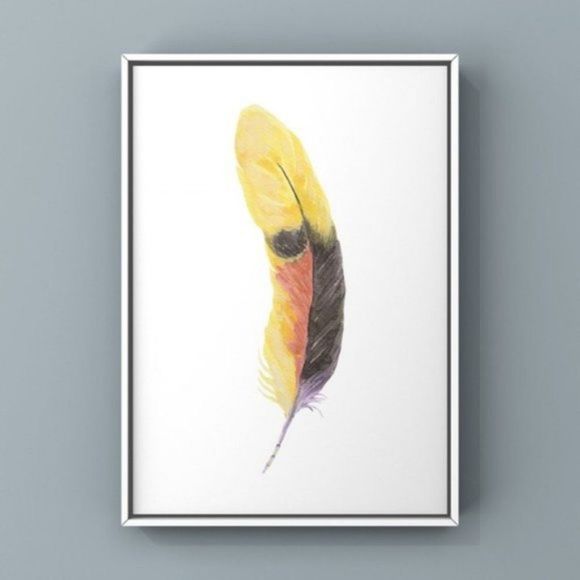 Modern boho minimalist bird feather art prints - Picture 1 of 2